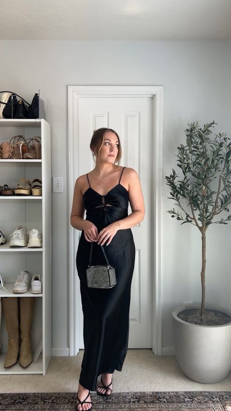 "what to wear to..." inspired by YOU! Today's look: black wedding guest dress 🖤 outfit details are below + linked on my LTK in my bio!⁠
⁠
- dress + bag @amazonfashion⁠ (S)
- heels @billinishoes x @princesspollyboutique (LINDSEY20)⁠
.⁠
.⁠
.⁠
.⁠
trendy fashion, trendy outfit, wedding guest dress, grwm, Pinterest outfit, outfit reel, amazon dress, Pinterest style, Pinterest girl, minimal style, easy outfit, summer style, styling reels, Amazon fashion finds, outfit of the day. #weddingguestdress #amazondress #outfitreel #grwmreel #amazonfashionfinds 

#LTKwedding #LTKstyletip #LTKunder100