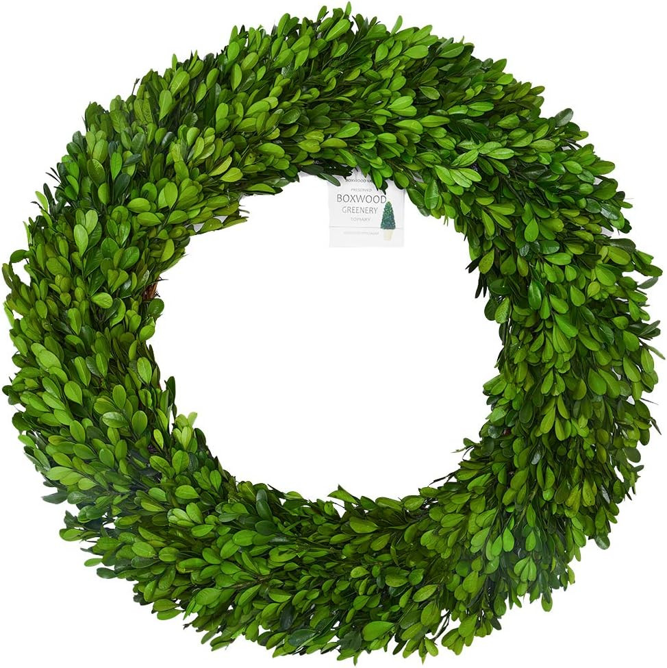 BoxwoodValley 24 inch XX-Large Preserved Boxwood Wreath, Wedding Home Decoration, Farmhouse Style... | Amazon (US)