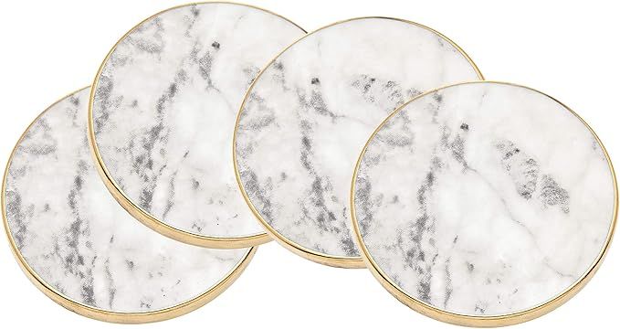 Godinger Coaster Set, Round Marble Gold Edged - Set of 4 | Amazon (US)