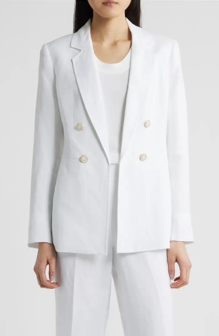 Double Breasted Linen Blend Blazer | Nordstrom