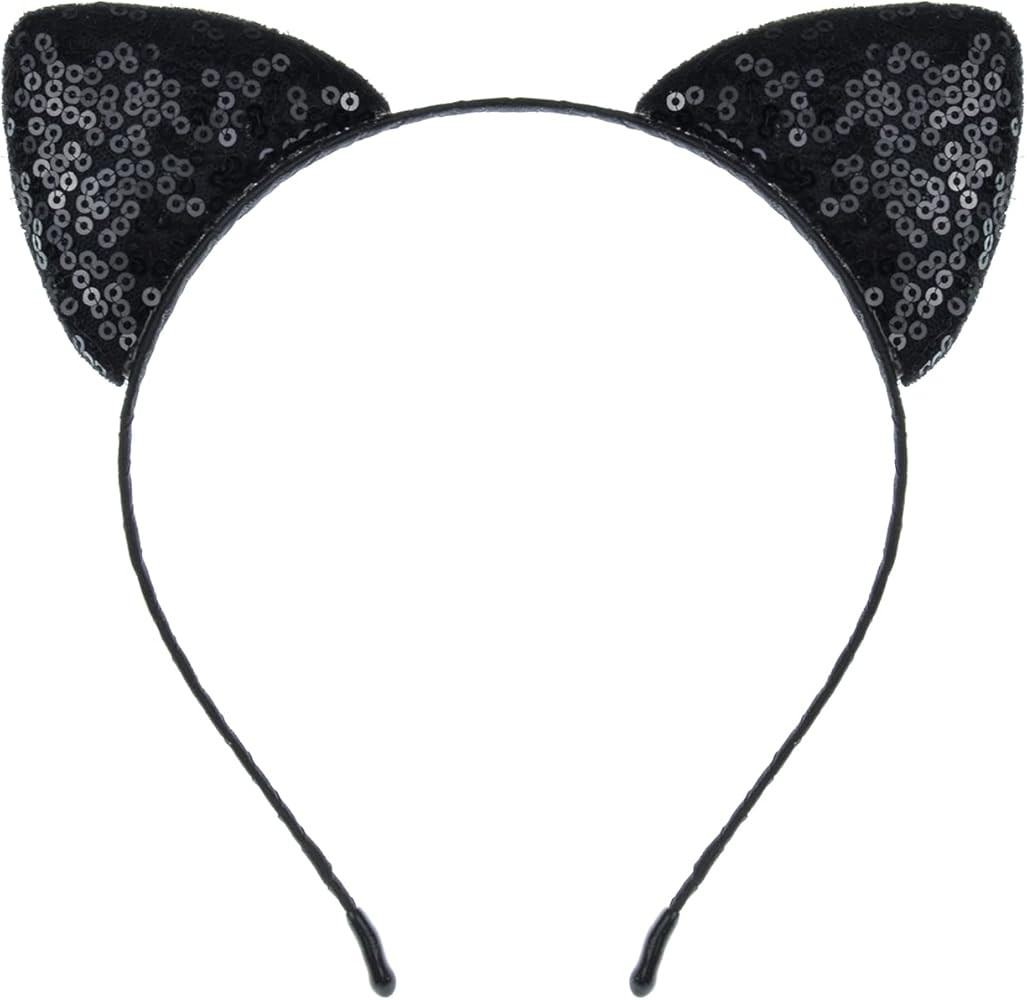 Glitter Cat Ears Headband Halloween Holiday Cosplay Party Costume Hair Accessories | Amazon (US)