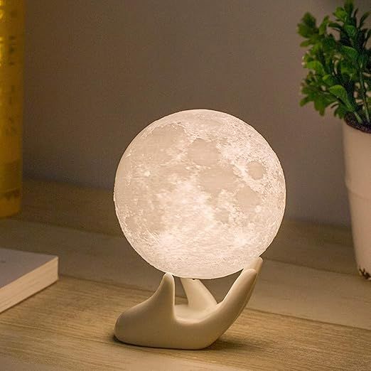 Amazon.com: Mydethun 3D Moon Lamp with 3.5 Inch Ceramic Base, LED Night Light, Mood Lighting with... | Amazon (US)