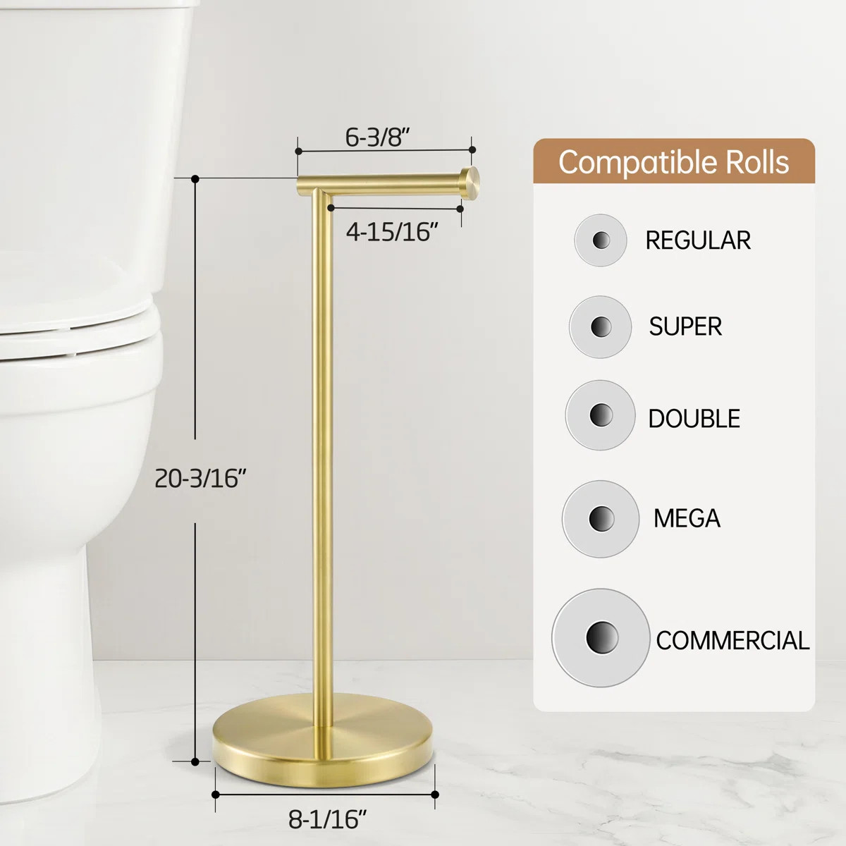 KES Freestanding Toilet Paper Holder Heavy Weighted Tissue Roll Holder SUS304 Stainless Steel BPH... | Wayfair North America