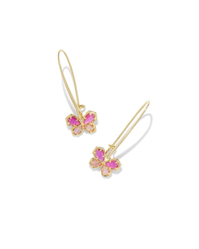 Mae Gold Butterfly Wire Drop Earrings in Azalea Pink Mix | Kendra Scott | Kendra Scott