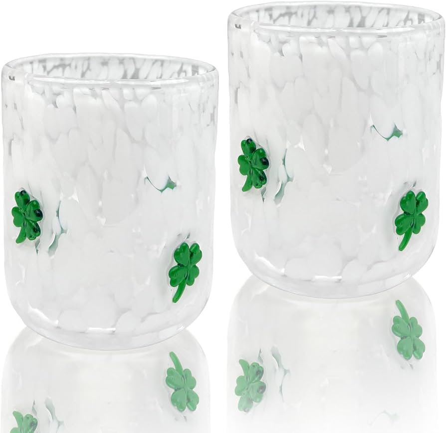 2 Pack St. Patrick's Day Icon Juice Glasses 14 Ounce Icon Shamrock Juice Glass Cups Lucky Clover ... | Amazon (US)