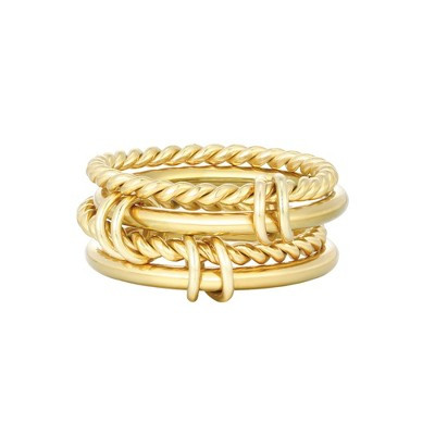 Adornia Tarnish Resistant 18k Gold Plated Four Band Connected Ring Set | Target
