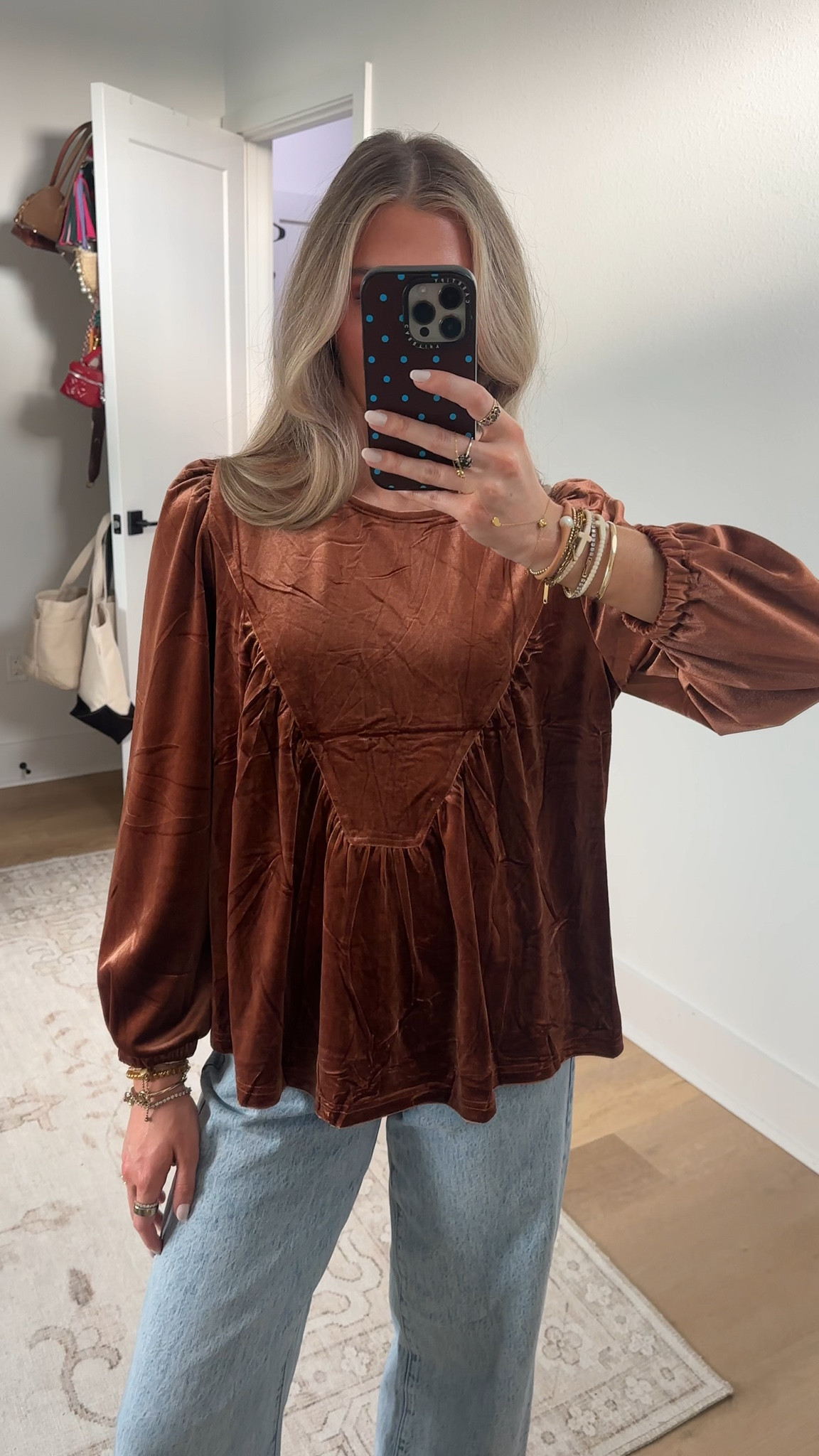 Amazon size small Gozoloma Women's Velvet Peplum Top Long Sleeve Babydoll Blouse Bubble Sleeve A-Line Swing Elegant Shirts

#LTKWorkwear #LTKSaleAlert #LTKootd