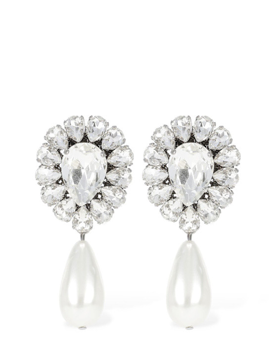 Crystal earrings w/ faux pearl | Luisaviaroma