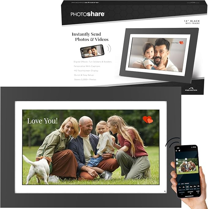 14” WiFi Digital Photo Frame | Send Photo or Video from Phone to Digital Picture Frame with Fre... | Amazon (US)