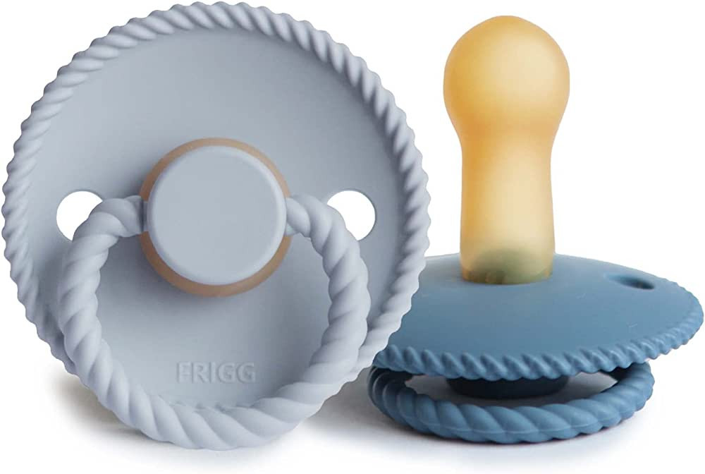 FRIGG Rope Natural Rubber Baby Pacifier | Made in Denmark | BPA-Free (Powder Blue/Ocean View, 6-1... | Amazon (US)