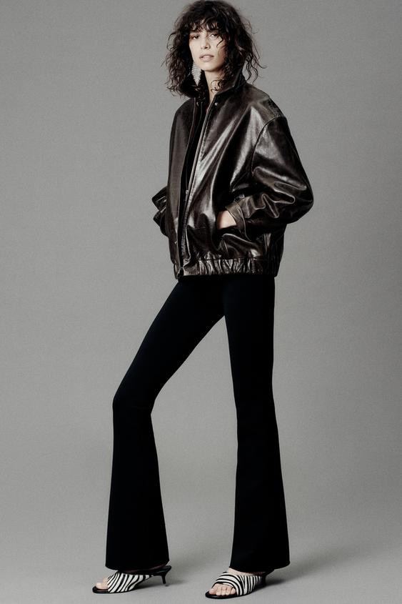 100% LEATHER BOMBER JACKET ZW COLLECTION LIMITED EDITION | Zara UK