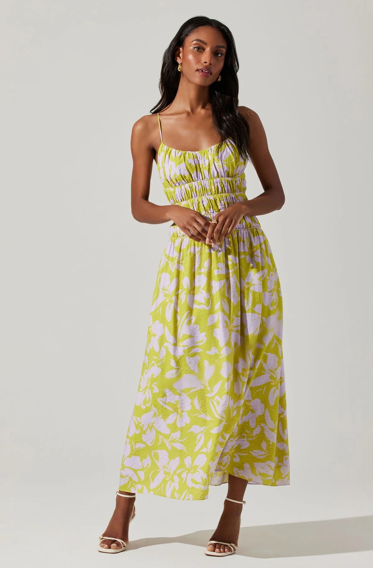 Andrina Floral Smocked Midi Dress | ASTR The Label (US)