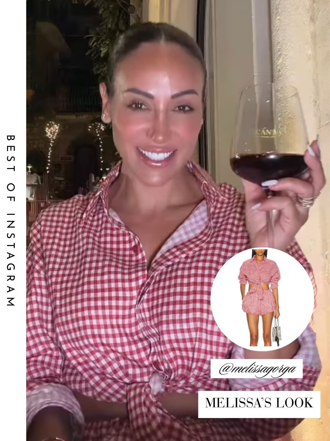 Melissa Gorga’s Red Gingham Shirt and Bubble Shorts 📸 = @melissagorga