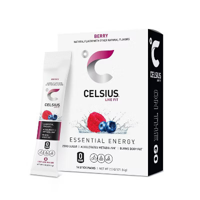CELSIUS On The Go Powder Sticks Berry Essential Energy - 14pk Sticks | Target