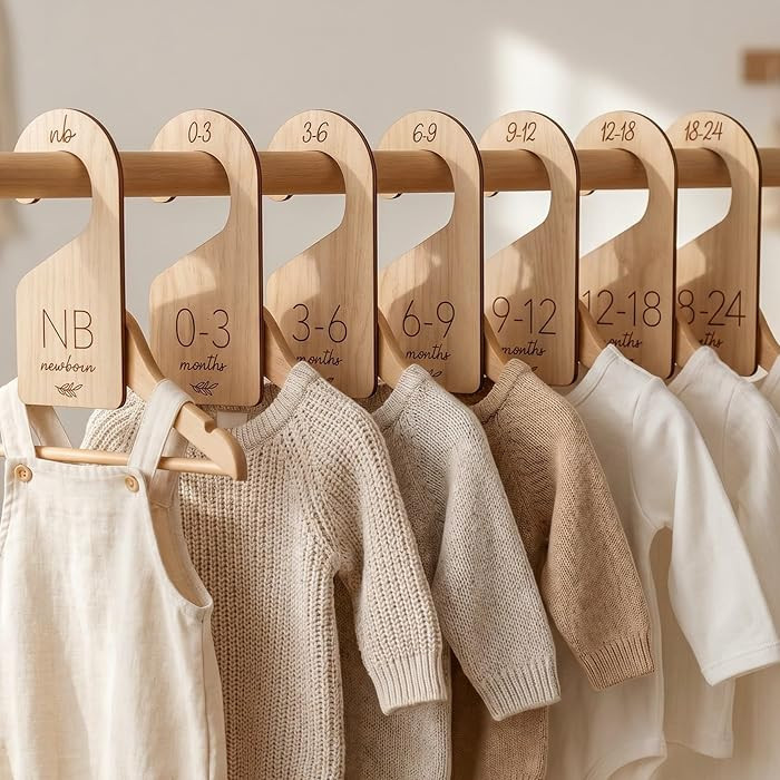 Beautiful Wooden Baby Closet Dividers Set of 7 - Double-Sided Organizer for Newborn to 24 Months ... | Amazon (US)