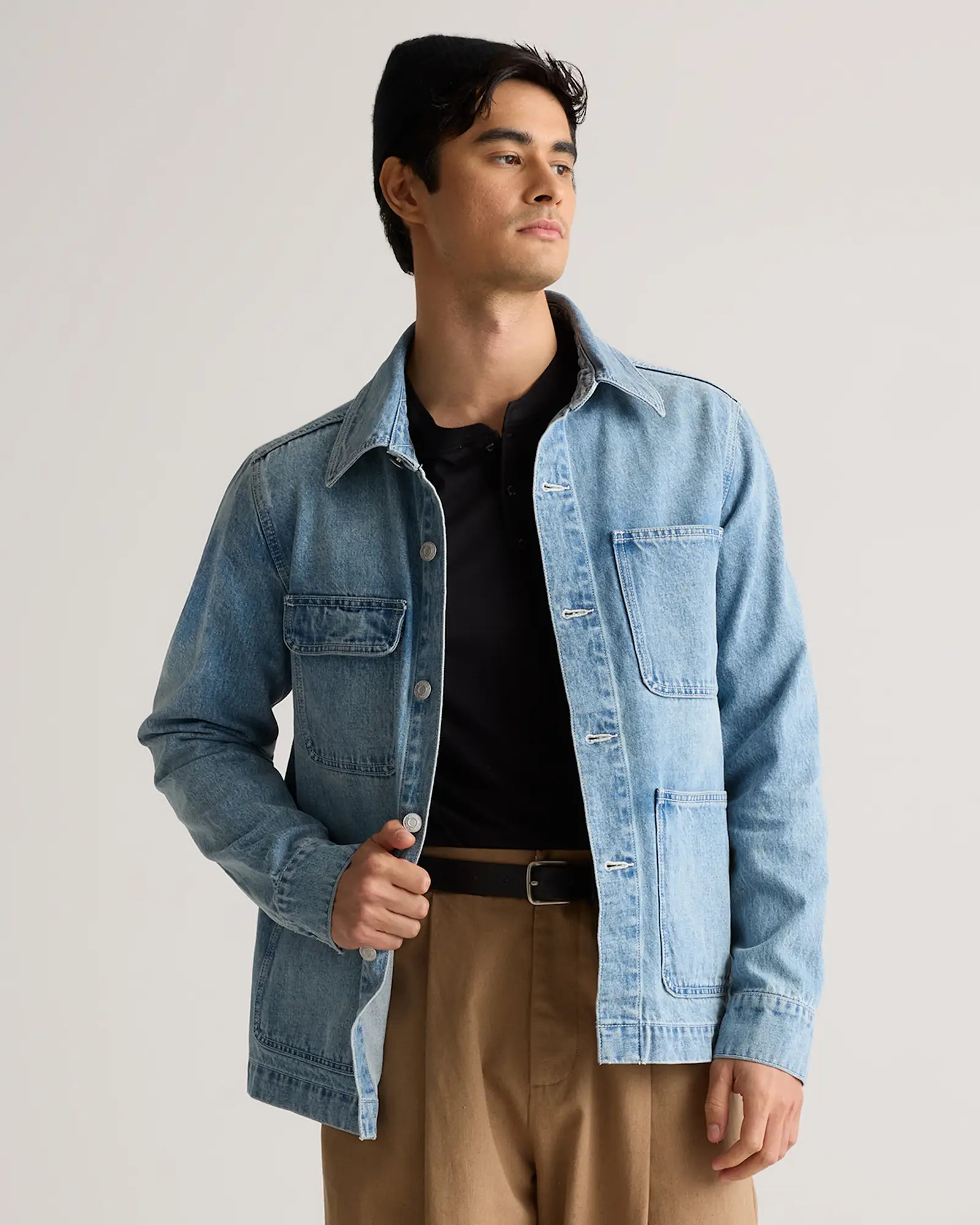 100% Organic Cotton Denim Chore Jacket in Indigo Blue | Quince