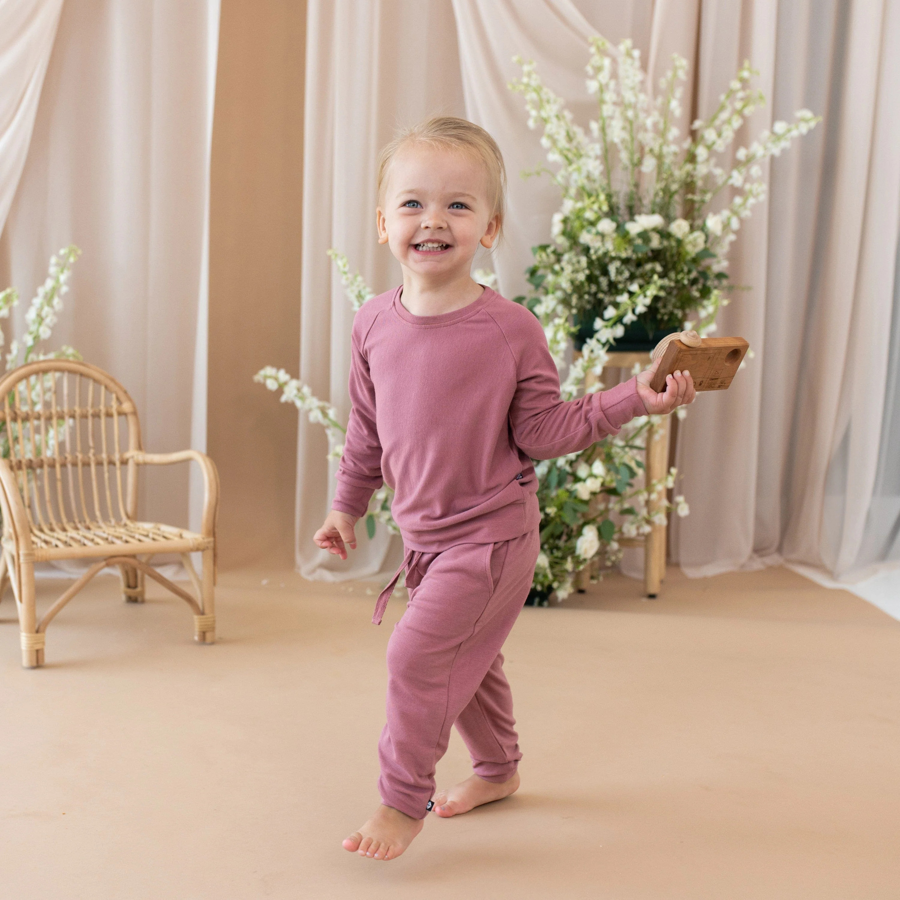 Bamboo Jersey Jogger Set in Dusty Rose | Kyte BABY