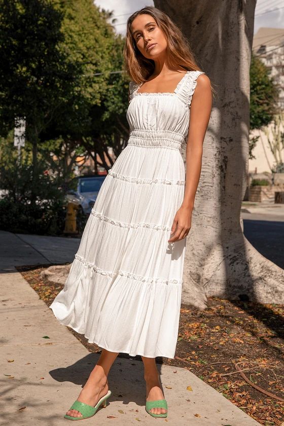Glorious Day Ivory Sleeveless Tiered Maxi Dress | Lulus (US)
