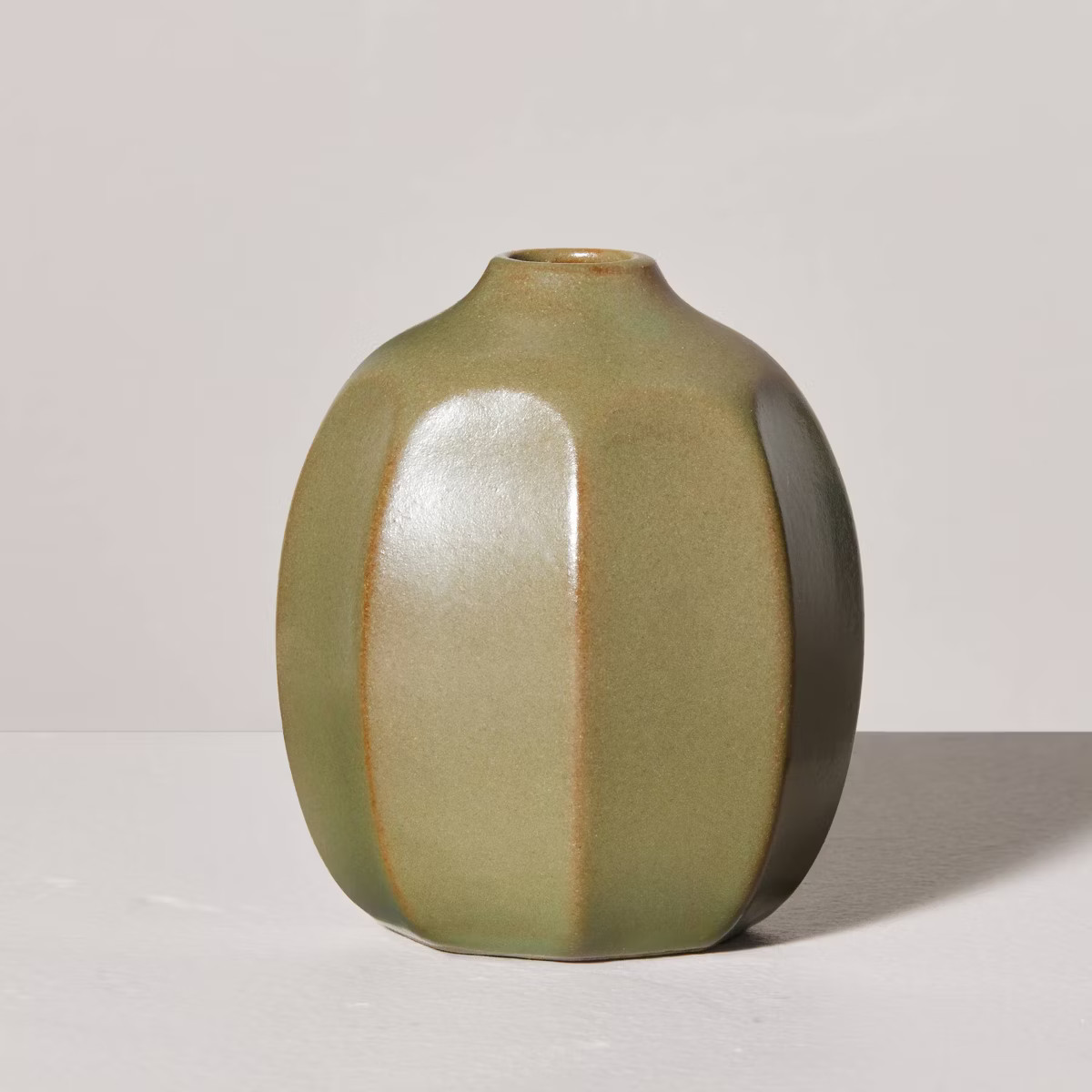 Faceted Ceramic Bud Vase Olive Green - Hearth & Hand™ with Magnolia | Target