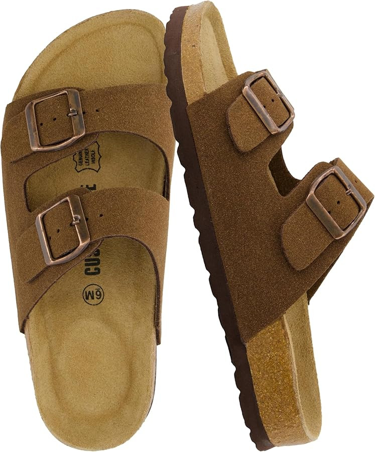 CUSHIONAIRE Lane Cork Footbed Sandals for Women – Comfortable Double Buckle Slip-On with Genuin... | Amazon (US)