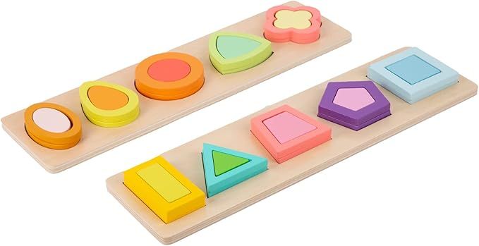 Adena Montessori Colorful Multiple Shape Puzzles Toys for 1 2 3 Years Old Toddler Shapes Geometri... | Amazon (US)