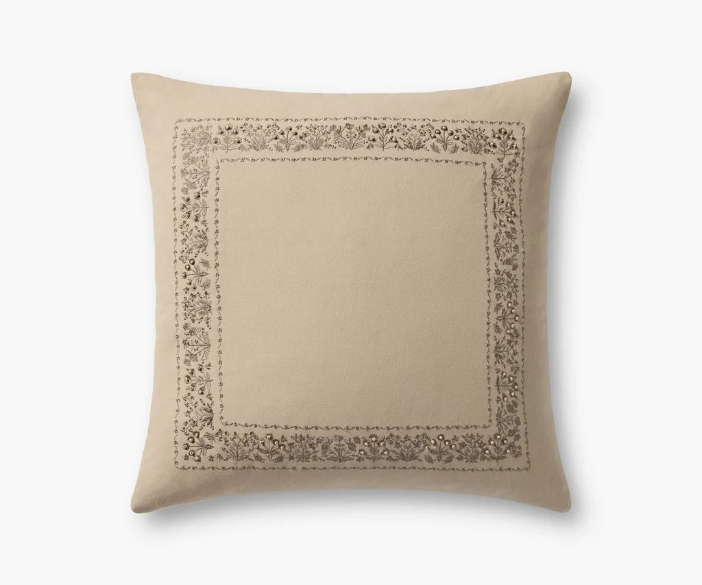 Estee Border Embroidered Pillow - Cream | Rifle Paper Co.