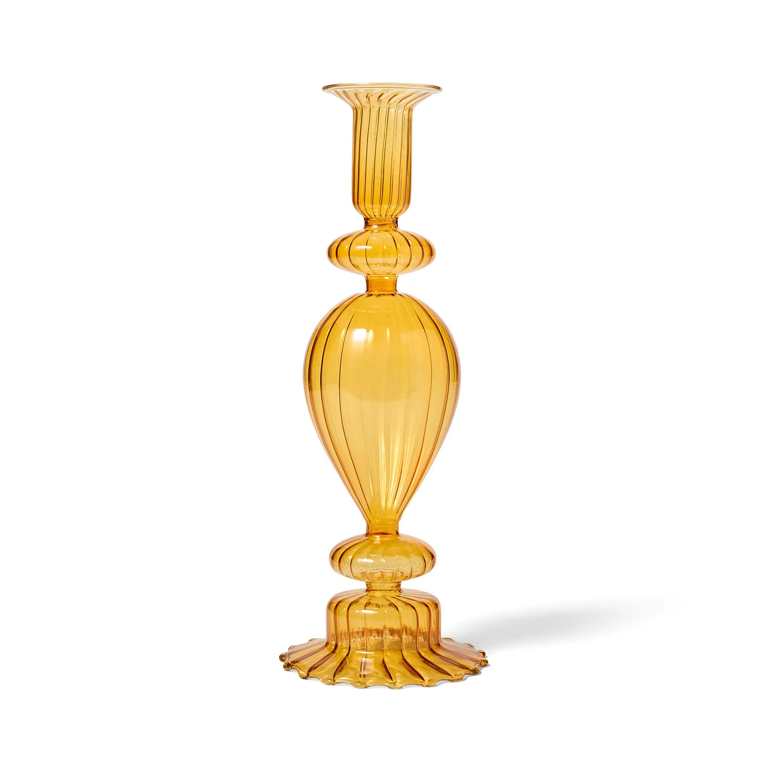 Sur La Table Orange Glass Taper Candle Holder, 9.8" | Sur La Table