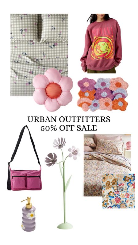 Urban Outfitters 50% off sale picks including the cutest floral bedding and flower floor lamp! #uohome #urbanoutfitters