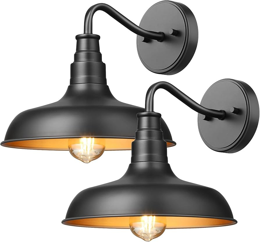 DEWENWILS 2 Pack Outdoor Wall Light, Gooseneck Barn Light Fixture, Black Matte Wall Mount Lantern... | Amazon (US)