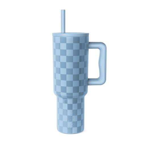 Simple Modern 40 oz Tumbler with Handle and Straw Lid | Leak-Proof Insulated Stainless Steel Water Bottle Travel Mug Cupholder Use | Gifts for Women Her | Trek Signature | Forget Me Not Checkmate | Amazon (US)