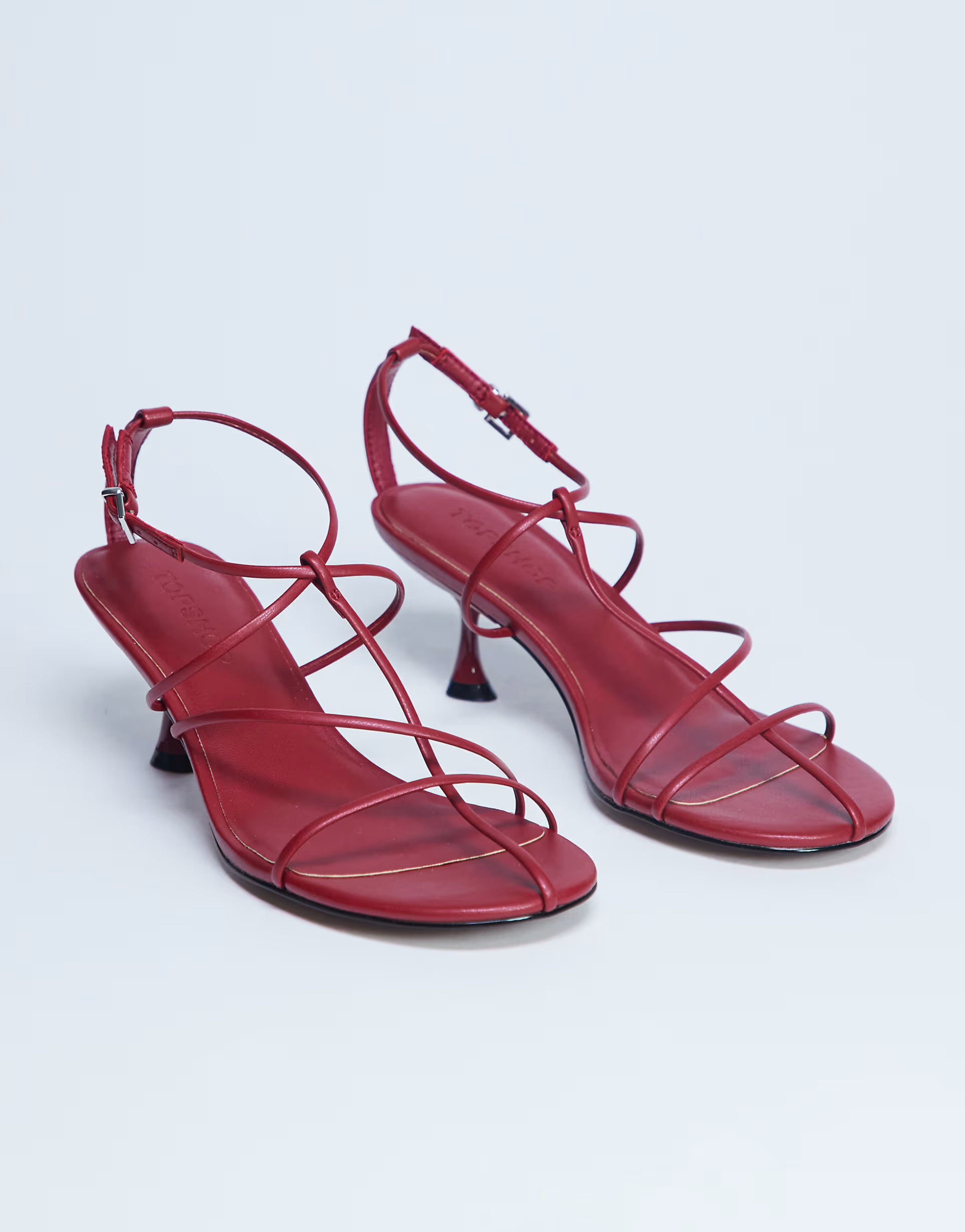 Topshop Itzia strappy mid heel sandal in red | ASOS (Global)