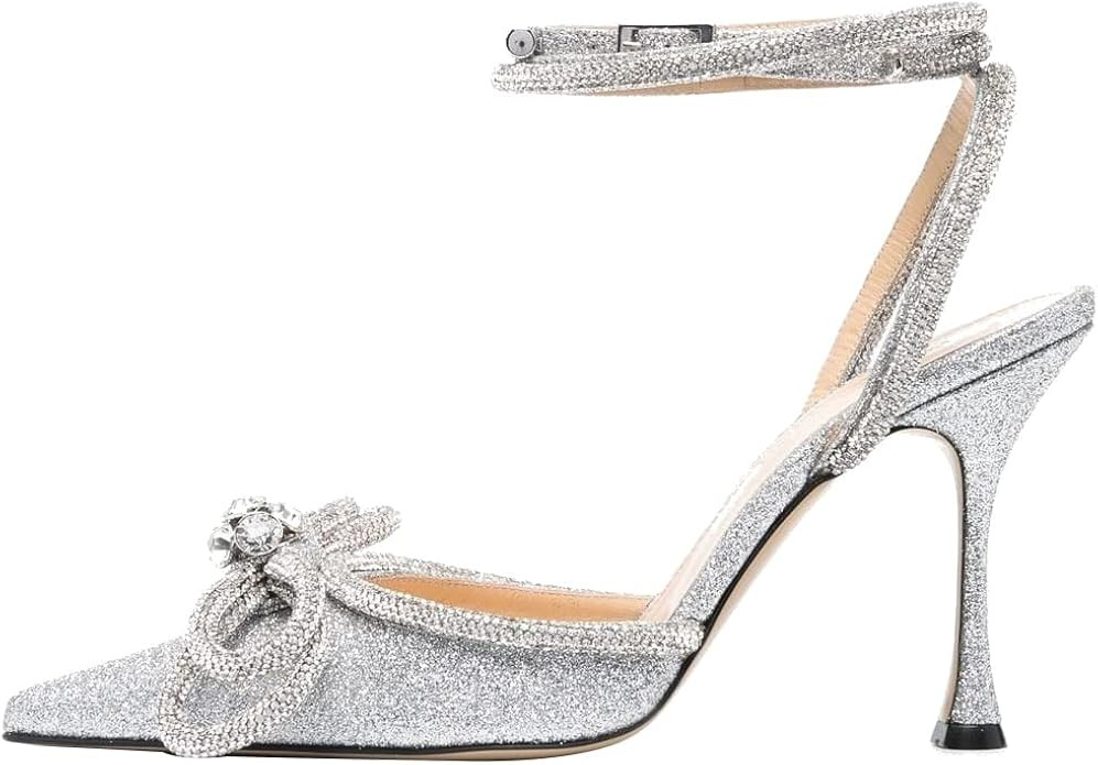 Arqa Women's Rhinestone Bow Heels Ankle Strap Slingback Pumps Satin Wedding Stiletto Dress High H... | Amazon (US)