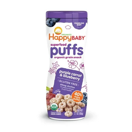 Happy Baby Organics Superfood Puffs Grain Snack Purple Carrot & Blueberry, 2.1 Oz. | Walmart (US)