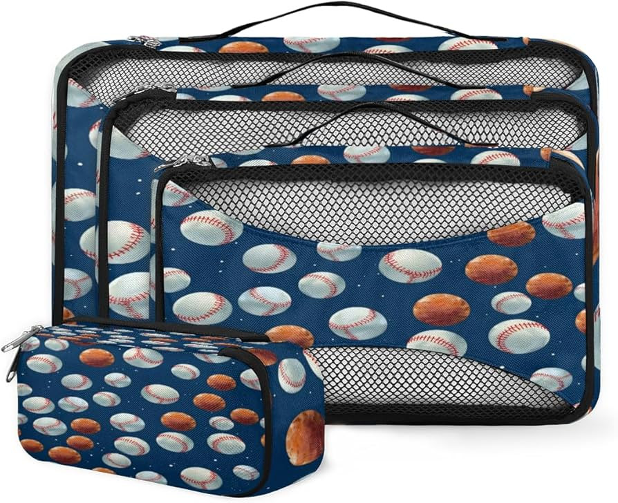 Baseball Sport Packing Cubes for Suitcases 4 Set Luggage Packing Organizers Clothes Carry on Suit... | Amazon (US)