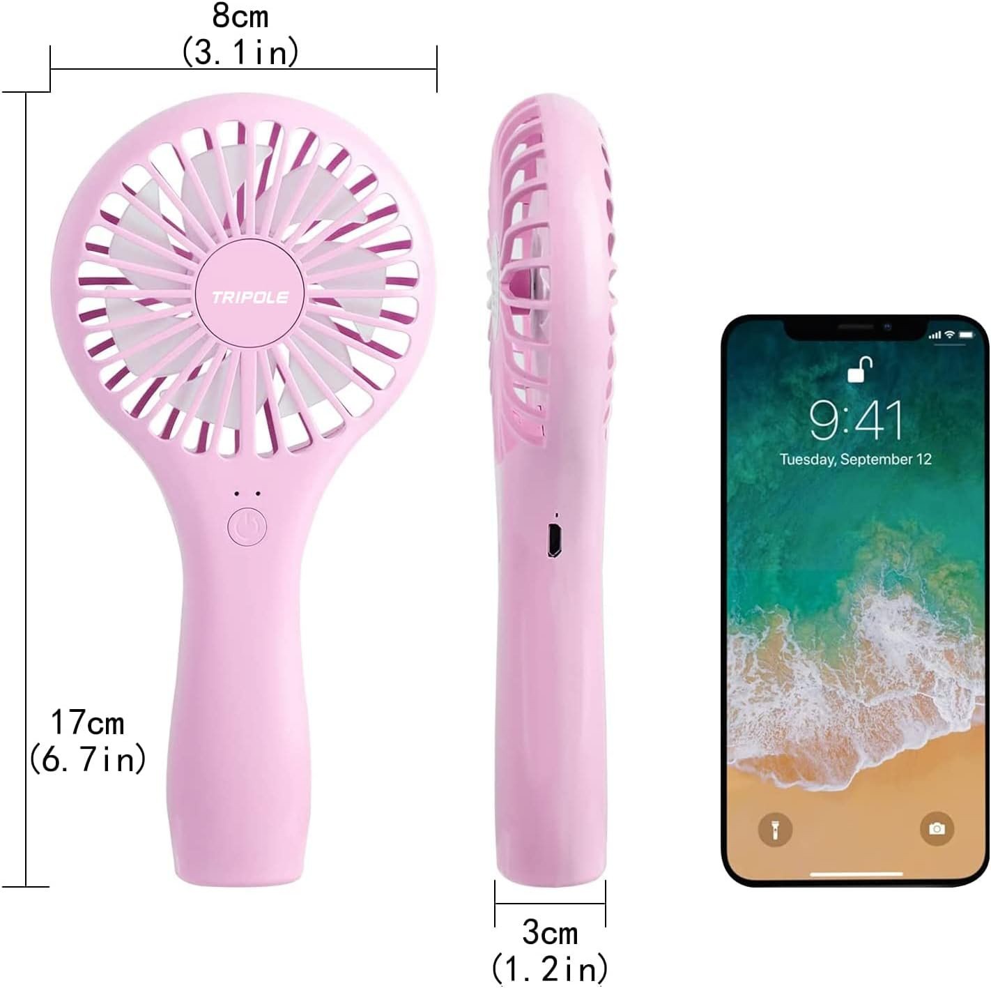 TriPole Handheld Mini Fan Battery Operated Small Personal Portable Fan Speed Adjustable USB Recha... | Amazon (US)