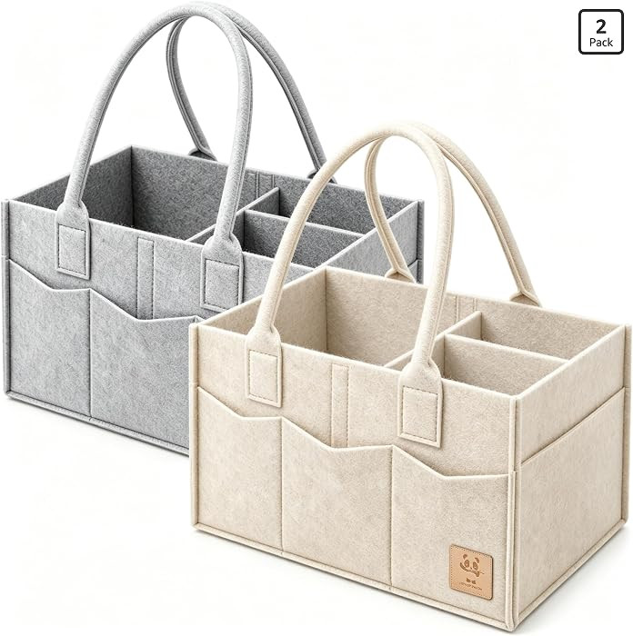 HIPHOP PANDA 2-Pack Diaper Caddy Organizer - Newborn Essentials Baby Registry Must Haves - Sturdy... | Amazon (US)