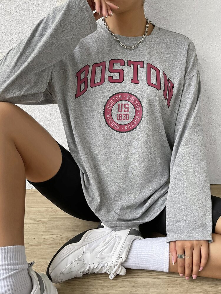 Letter Graphic Drop Shoulder Tee | SHEIN