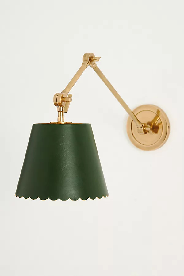 Roberta Scalloped Leather Task Sconce Wall Light | Anthropologie (US)