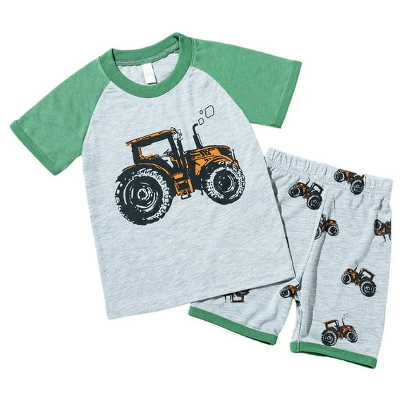 Bosanter Kids Boys Shirts & Shorts Sets, Short Sleeve Summer Graphic Outfit Sets, Green 3-4T | Walmart (US)