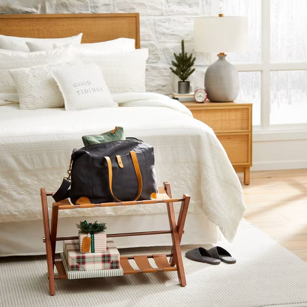 Foldable Wood & Metal Luggage Rack Tan/Brown - Hearth & Hand™ with Magnolia | Target