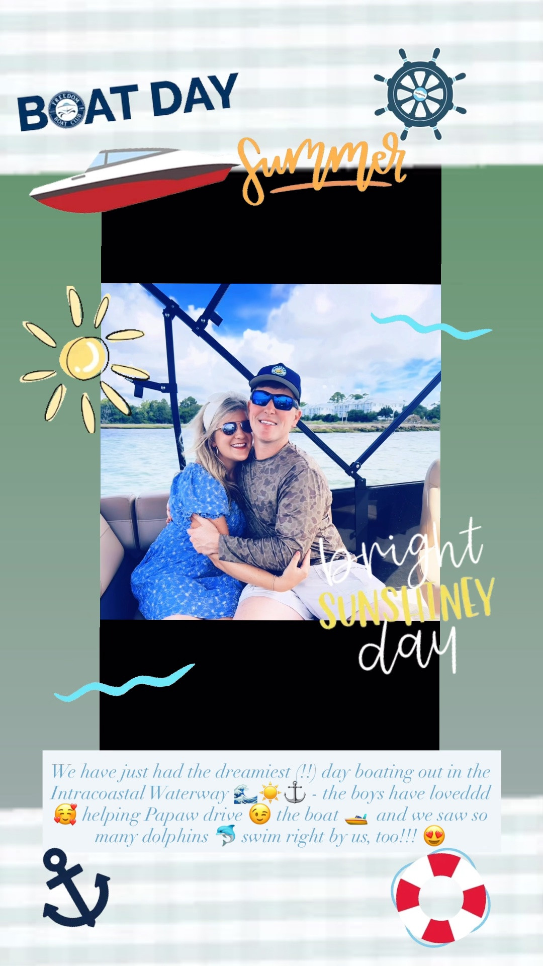 We have just had the dreamiest (!!) day boating out in the Intracoastal Waterway 🌊☀️⚓️ - the boys have loveddd 🥰 helping Papaw drive 😉 the boat 🚤  and we saw so many dolphins 🐬 swim right by us, too!!! 😍