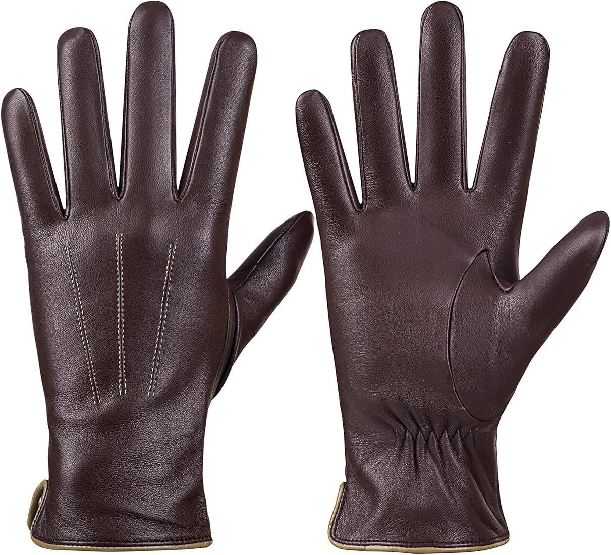 Winter Sheepskin Leather Gloves for Women,Intelligent Texting Wool Lined Touch Screen Warm Gloves | Amazon (US)