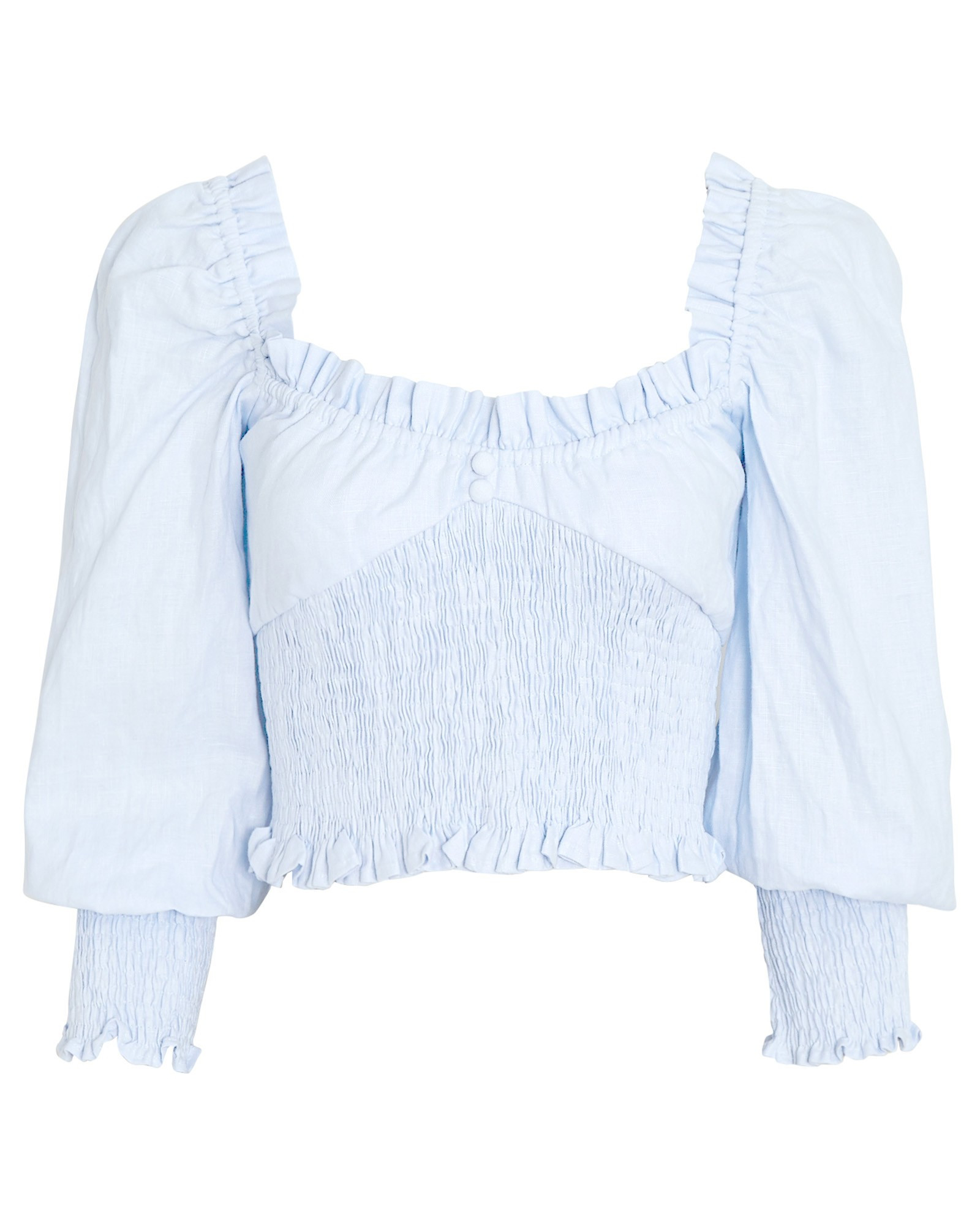 FAITHFULL THE BRAND Bel Rose Puff Sleeve Top, Light Blue M | INTERMIX