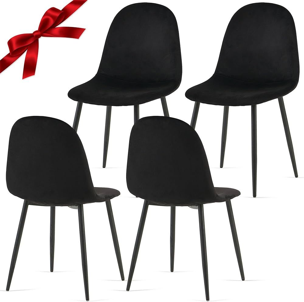 Velvet Dining Chairs Set of 4 - Kitchen Chairs with Metal Legs for Living, Bedroom, Restaurant - ... | Amazon (US)