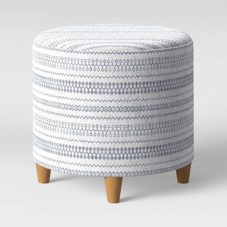 Round Woven Ottoman Blue/White - Threshold™ | Target