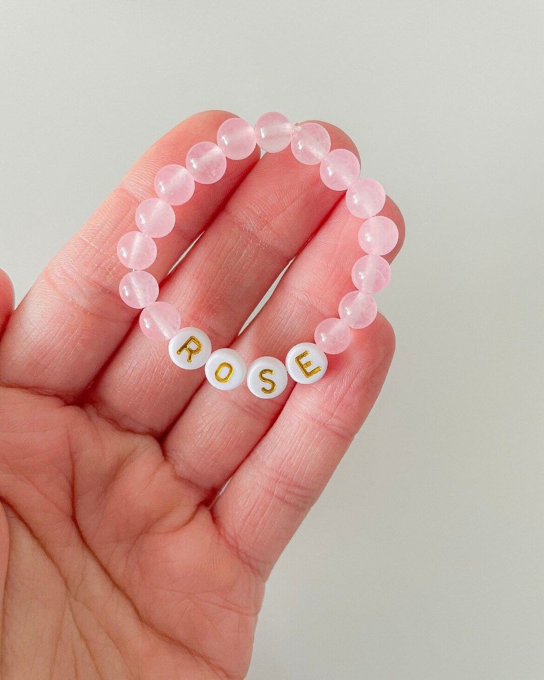 Pink Rose Quartz Baby Bracelet, Personalized Infant Bracelet, Baby Shower Gift, Baby Announcement... | Etsy (US)