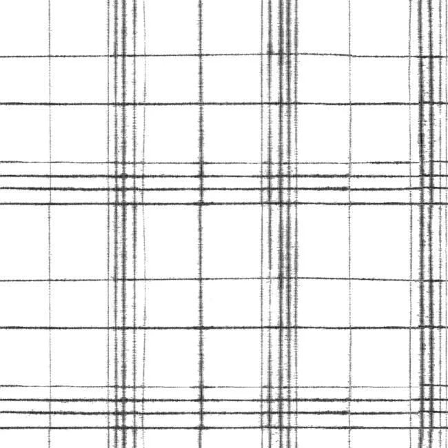 Farmhouse Plaid Wallpaper in Black and White from the Simply Farmhouse Collection by York Wallcov... | Burke Decor