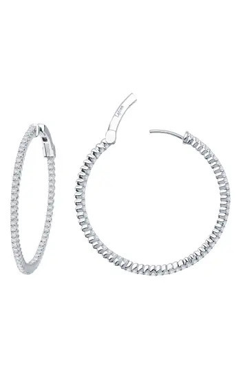 Lafonn Simulated Diamond Inside Out Hoop Earrings in Silver at Nordstrom Rack | Nordstrom Rack