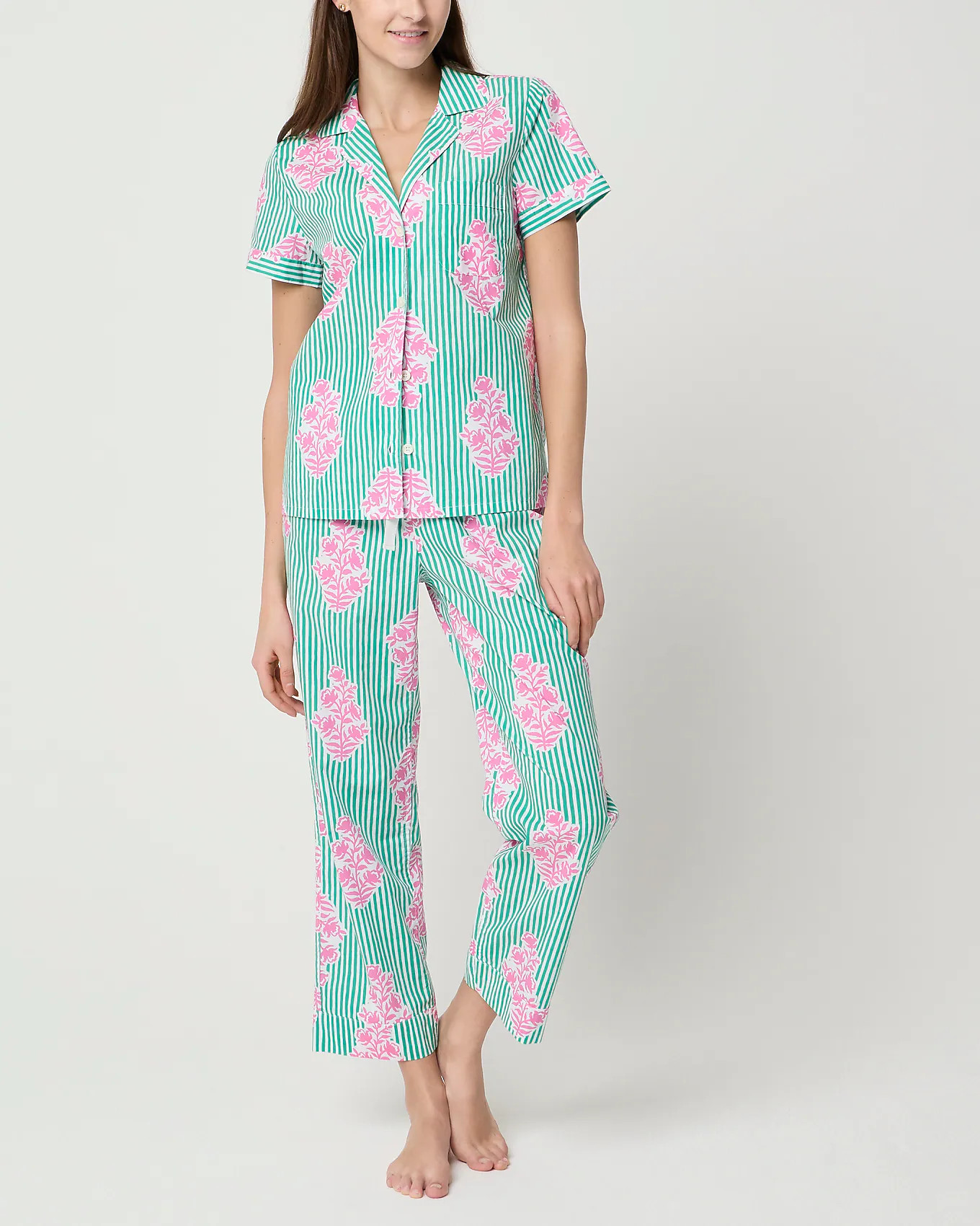 Short-sleeve printed top and pants pajama set | J.Crew Factory
