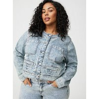 Glitter Denim Jacket in Lightblue-Denim | Torrid (US & Canada)